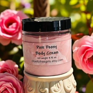 Pink Peony Body Cream, Floral Body Moisturizer, Pink Peony Cream for sensitive skin, Gifts for Mom, Spa gifts under 20.00, luxurious lotion