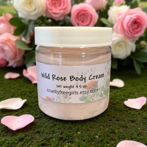 Wild Rose Body Cream, moisturizing body lotion, feminine fragrance, nourishing body lotion, gifts under 20.00, body cream for sensitive skin