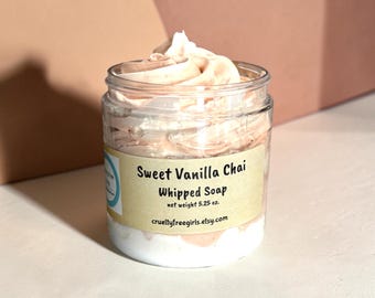 Sweet Vanilla Chai Whipped Soap: Moisturizing Body Wash, Shaving Cream, Handmade Skincare