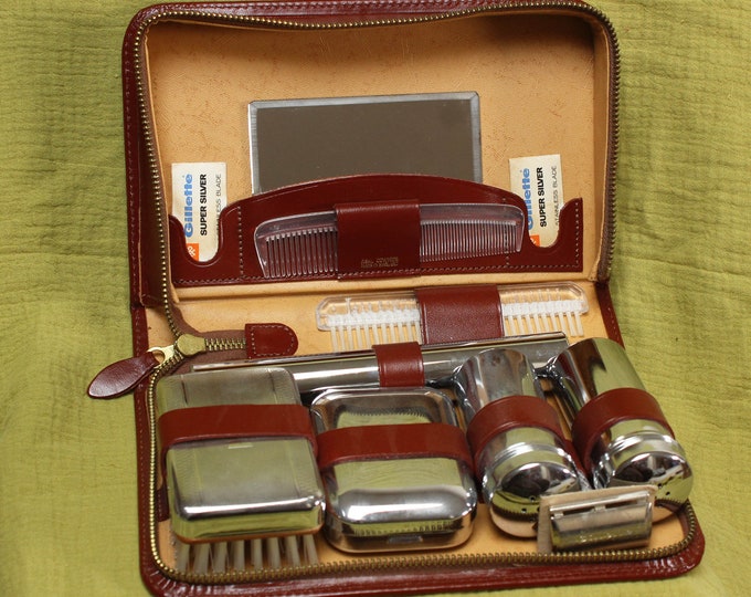 Vintage Men's Connoisseur Wet Shaving Grooming Kit with Gillette Razor - Made in England, ca 1950s