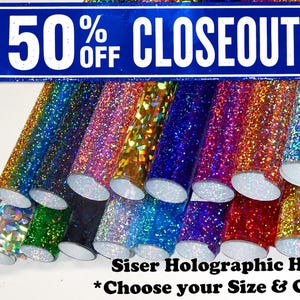 Siser Easyweed Heat Transfer Vinyl - Holographic HTV - Choose your size and Color! - Glitter Tshirt Vinyl - Use Cameo, Silhouette, Cricut image 1