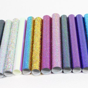 Siser Holographic Heat Transfer Vinyl - 17pc Bundle Pack - 20&quot;x12&quot; Sheets - Glitter HTV EasyWeed - Iron on OR Heat Press - 1 of ea color