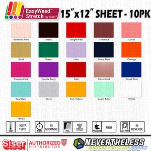 Siser Easyweed Stretch HTV Heat Transfer Vinyl - 15&quot;x12&quot; - 10PK