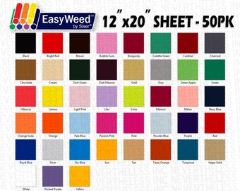 Siser Easyweed HTV Heat Transfer Vinyl - 12"x20" - 50 pack - Message with your color choices!