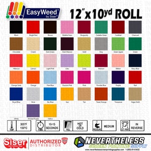 12&quot;x 10 Yards - Siser Easyweed HTV Heat Transfer Vinyl - ( 30 foot Roll ) Iron On or Heat Press - Works with Silhouette, Cameo, Cricut