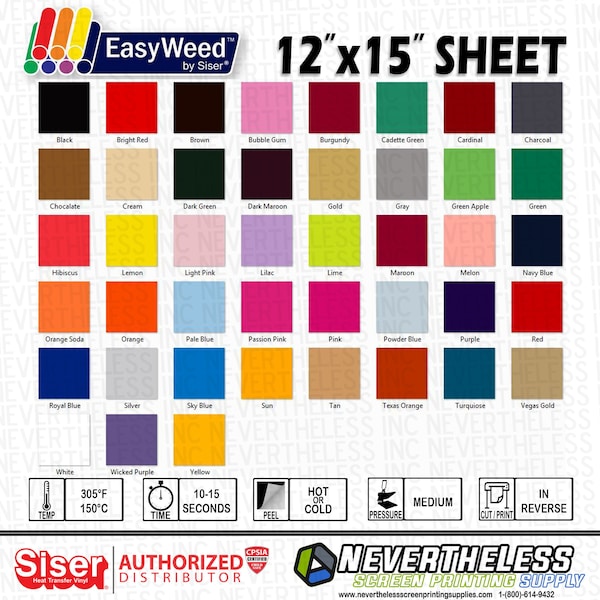 Siser Easyweed HTV Heat Transfer Vinyl - 12"x 15" Sheet