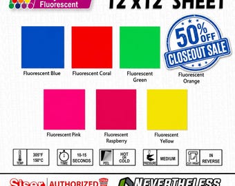 ONE DOLLAR sale -  Siser Easyweed Fluorescent HTV Heat Transfer Vinyl - 12"x12" 1pk