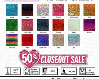 ONE DOLLAR sale !  --  Siser Holographic HTV - 12"x20" Sheets - Heat Transfer Vinyl - Glitter Transfer - Iron On or Heat Press