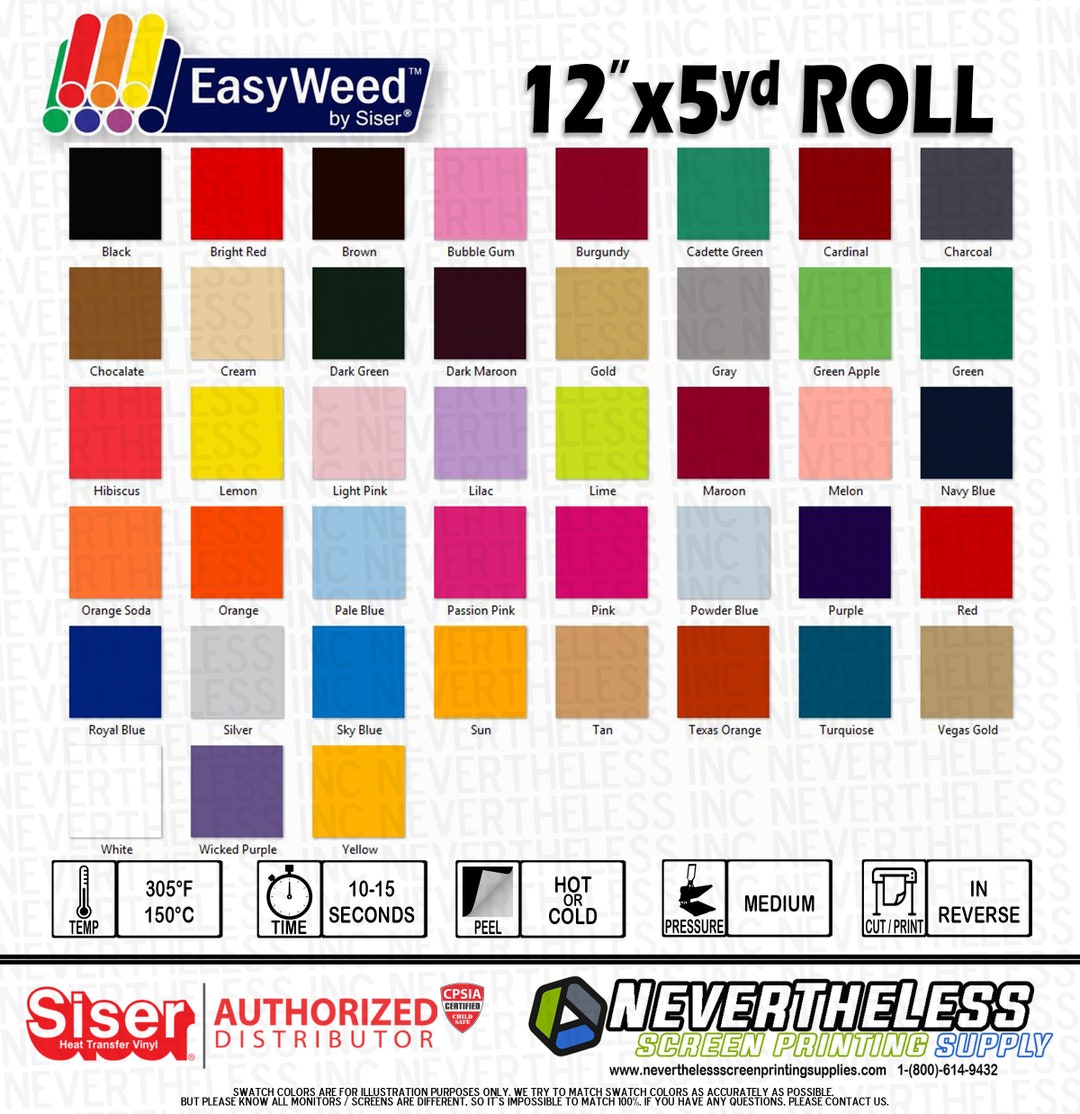 Siser Easyweed HTV Heat Transfer Vinyl 12x5yd Roll - Etsy