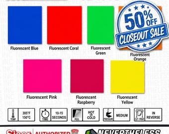 ONE DOLLAR sale! - Siser Easyweed Fluorescent HTV Heat Transfer Vinyl - 12"x15" Sheet