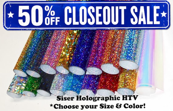 Siser Easyweed Heat Transfer Vinyl - Holographic HTV - Choose your size and Color! - Glitter Tshirt Vinyl - Use Cameo, Silhouette, Cricut
