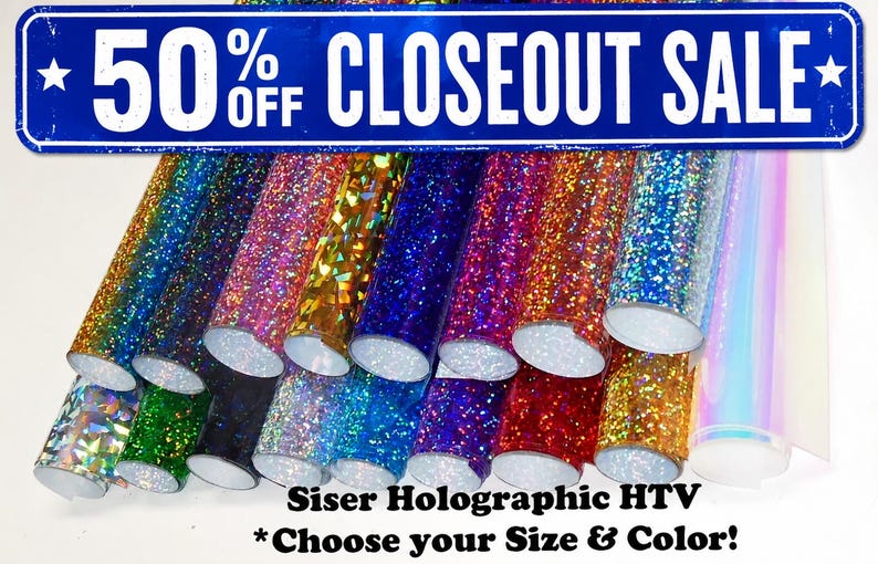Siser Easyweed Heat Transfer Vinyl - Holographic HTV - Choose your size and Color! - Glitter Tshirt Vinyl - Use Cameo, Silhouette, Cricut image 1