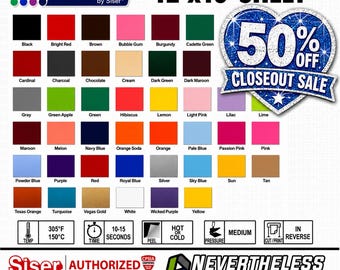12"x 15" Siser EasyWeed HTV - 1 Sheet - Iron On Heat Transfer Vinyl Sheets - Works with Silhouette, Cameo, Cricut