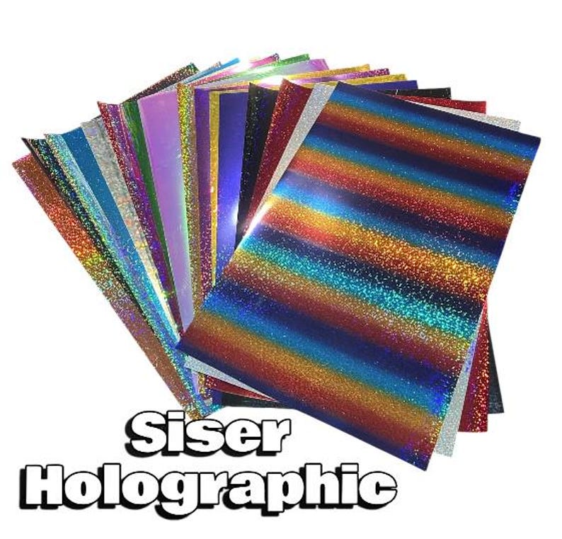 Siser Holographic HTV - 20"x1yd - Easyweed Glitter Heat Transfer Vinyl - Iron On or Heat Press - Glitter Tshirt Transfer - Silhouette Vinyl Bild 2