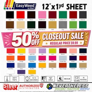 Vinilo de transferencia térmica Siser Easyweed HTV - Lámina de 30,5 cm x 0,9 m