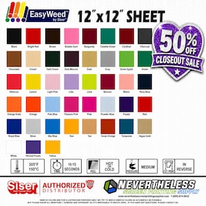 ONE DOLLAR sale - Siser Easyweed HTV Heat Transfer Vinyl - 12"x 12" 1 Sheet