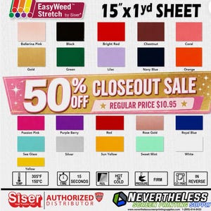 Vinilo de transferencia térmica Siser Easyweed Stretch HTV - Lámina de 38 cm x 0,9 m