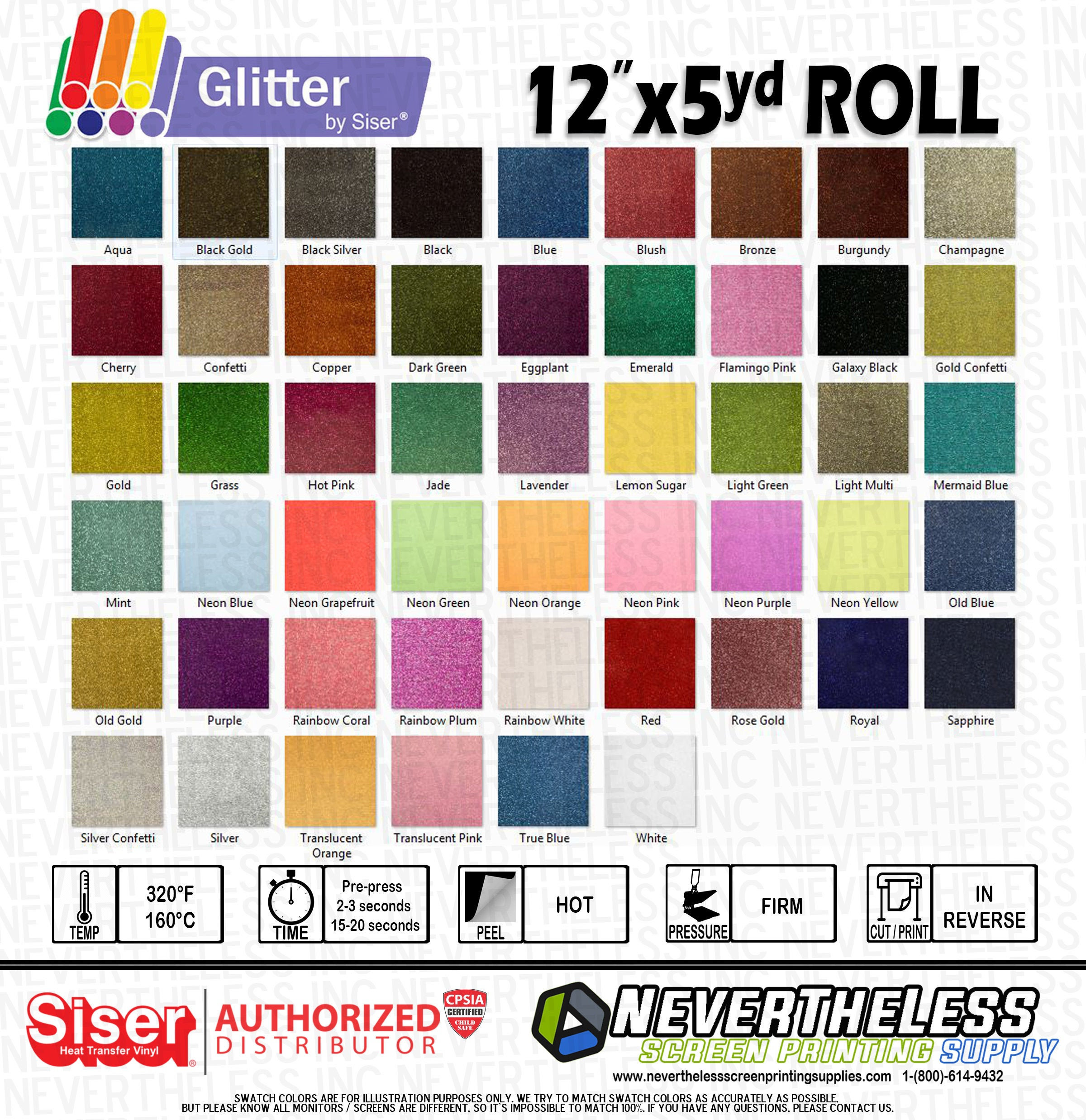 Siser Easyweed Glitter and Neon Glitter HTV Heat Transfer Vinyl 12x5