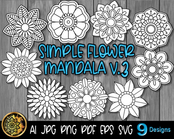 Download Simple Flower Mandala Set 3 Svg File Vector Art For Diy Etsy