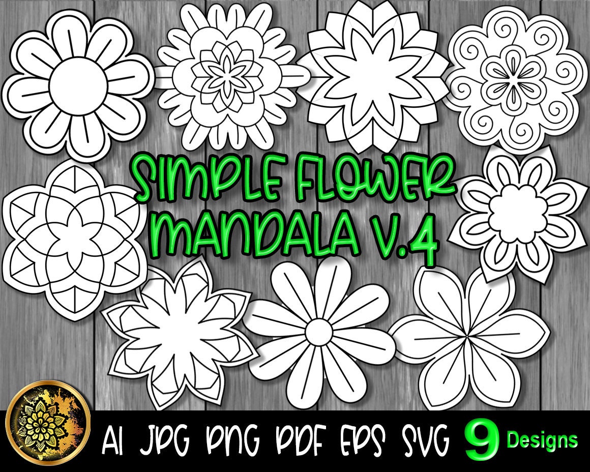 Download Simple Flower Mandala Set 4 Svg File Vector Art For Diy Etsy