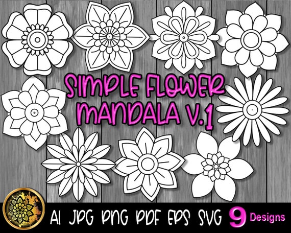 Download Simple Flower Mandala Set 1 Svg File Vector Art For Diy Etsy
