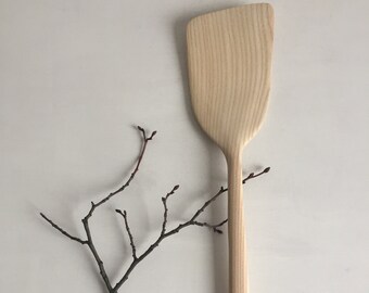 Espátula / Espátula de madera tallada a mano / Espátula curvada clásica / Espátula de cocina / Espátula de servicio / Utensilios de cocina de madera / Ecológico