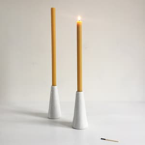 Ceramic Candle Holder / White Tall Tapered Candle Holder / Dinner Table decor / Home decor / Contemporary / Minimalist / Gift Idea