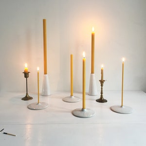 Ceramic Candle Holder / White Tall Tapered Candle Holder / Dinner Table decor / Home decor / Contemporary / Minimalist / Gift Idea