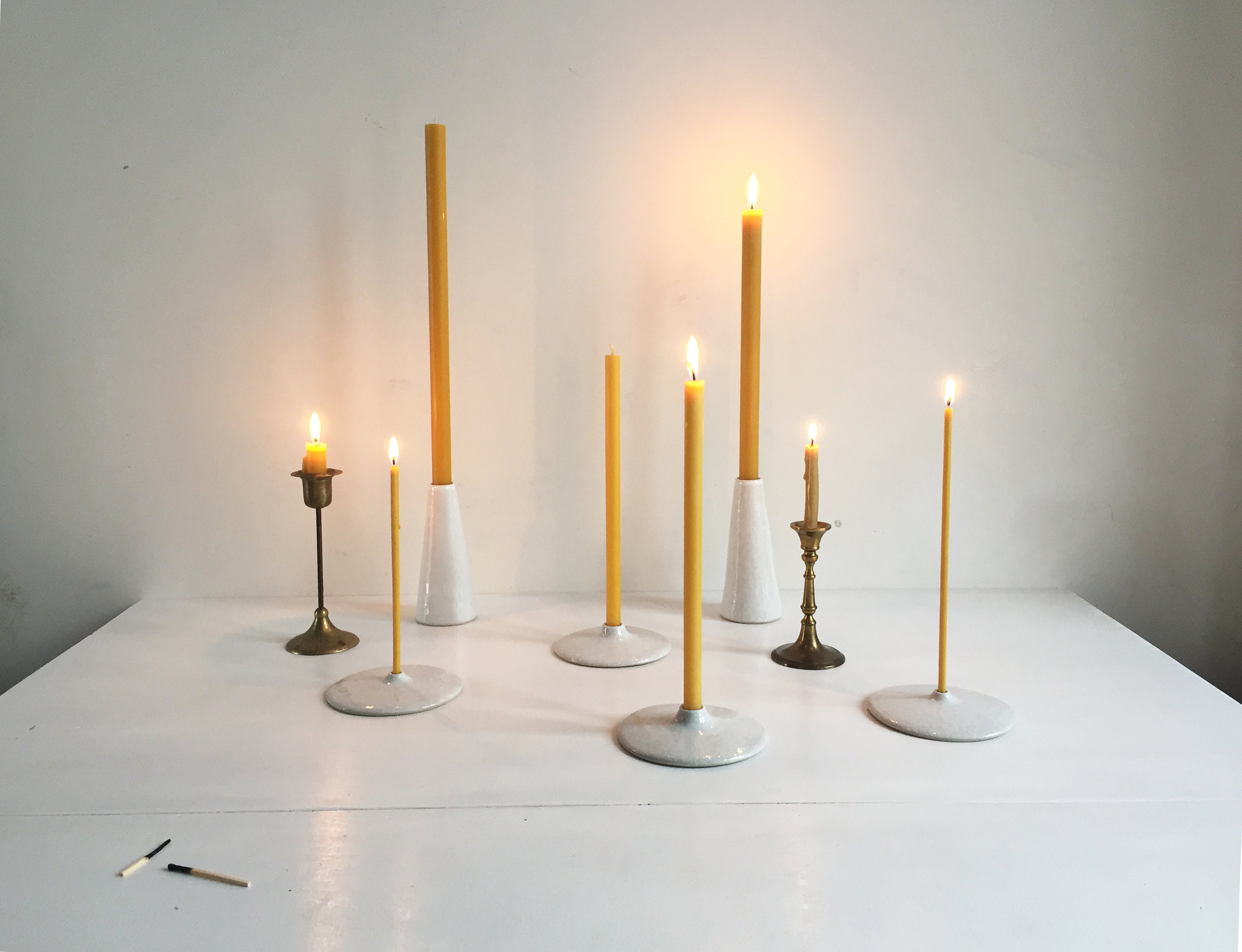 Candle Holder / White Ceramic Candle Holder / Handmade Candle Etsy