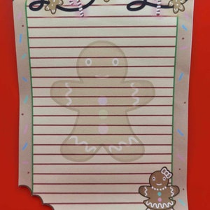 Navidad Navidad Festivo Pan de Jengibre Galleta Penpal Journalling papel de escritura DESCARGA DIGITAL Carta de Papá Noel lista de deseos