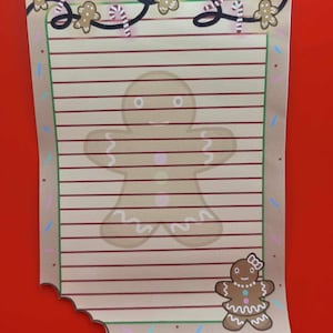 Christmas Xmas Festive Lebkuchen Plätzchen Penpal Journalling Papier PHYSIKALISCHES PAPIER Wunschliste Packung mit 10 Blatt