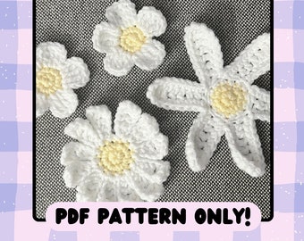Crochet Floral Appliques 3 Ways! -- *PDF PATTERN ONLY!*--Crochet Flowers-- Crochet Appliques--Appliques--Flowers--Crochet Patterns