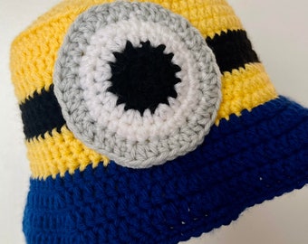 Minion Crochet Bucket Hat- Minion- Banana Language- Crochet- Universal- Theme Park- Bucket Hat- Hat