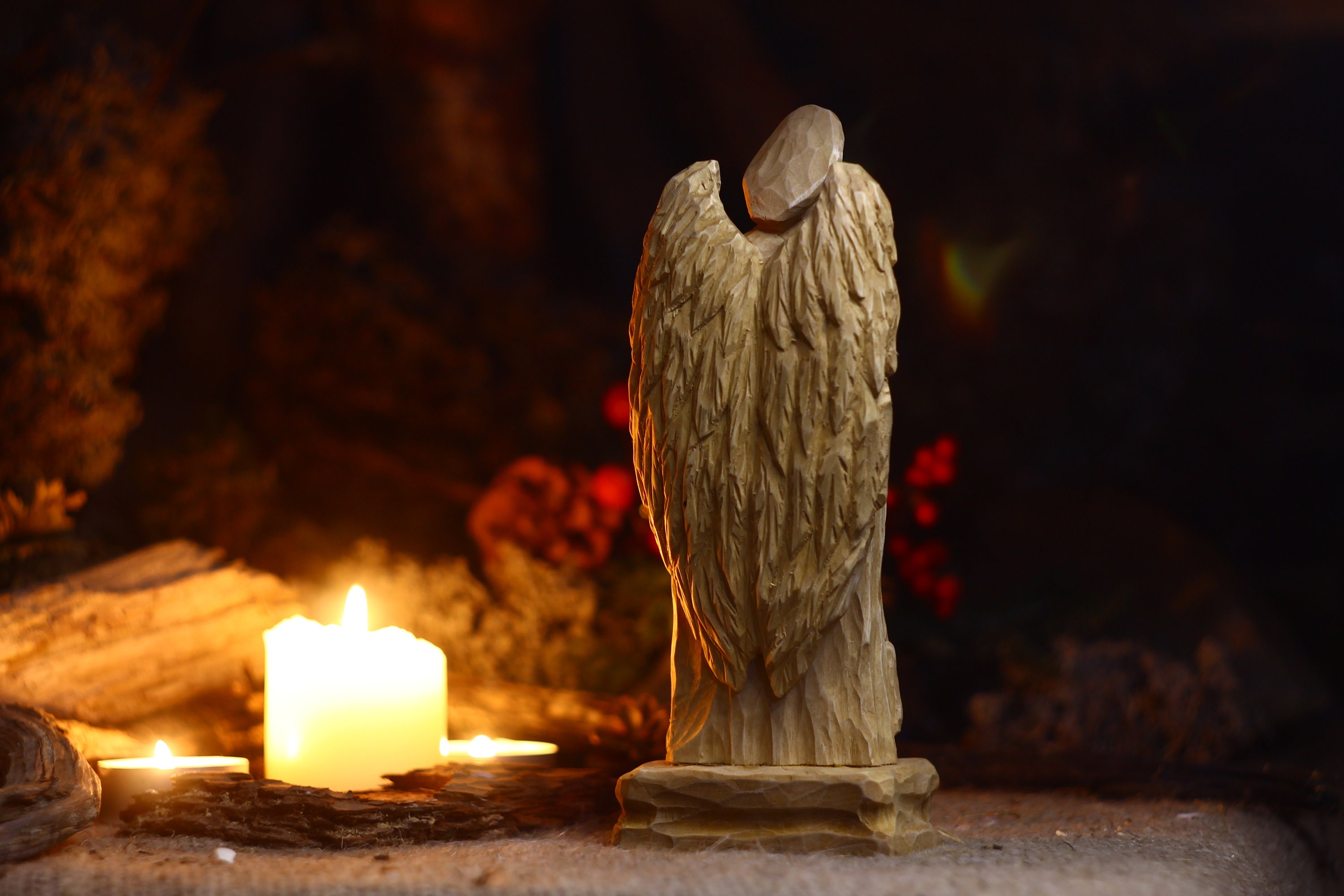 Angels statues Angel figurine religious gifts Wood angel Etsy