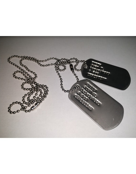 Custom Stamped Military ID Dog Tag - Set of 2 Tags with Chains