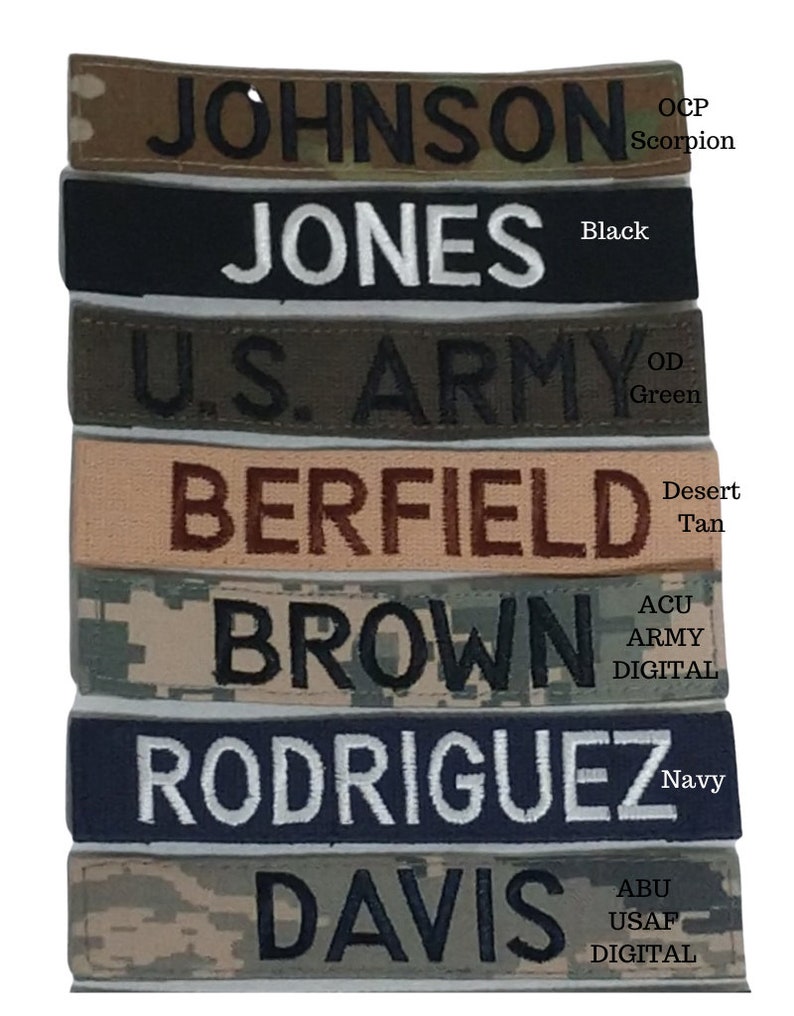 CUSTOM Embroidered NAME TAPE With Hook Fastener Etsy
