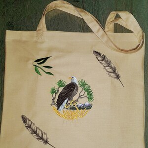 Cotton bag with machine embroidery - Eagle - unique!!
