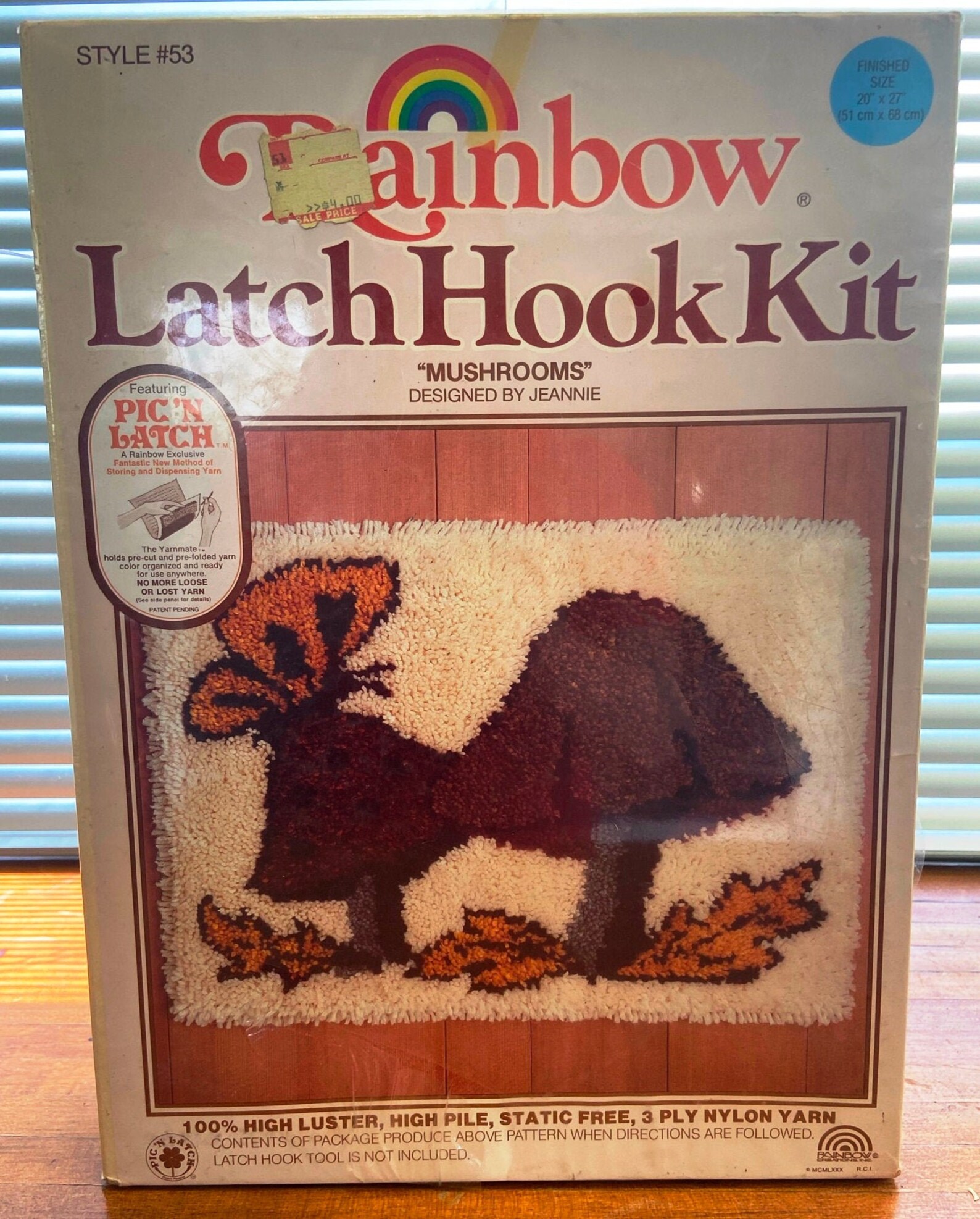 Vintage Rainbow Mushroom Latch Hook Rug or Wall Hanging Kit Etsy