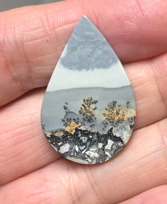 Landscape Jasper Cabochon 61.4 ct Scenic Jasper cabochon size 40mm by 28mm Designer Jasper Cabochon