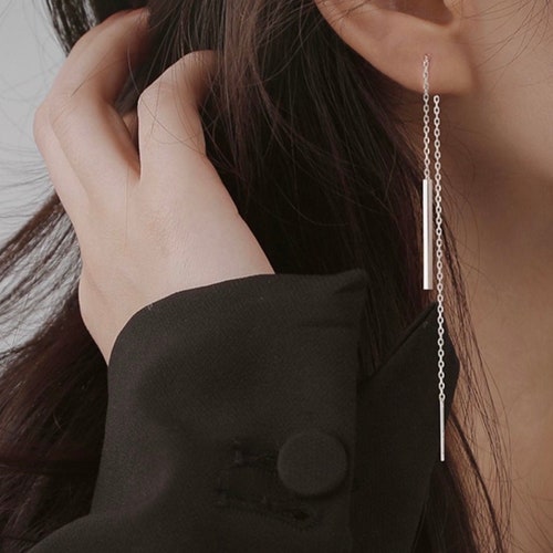 Korean Stainless Steel 3cm Rectangle Charm Bar 13cm Threader Etsy