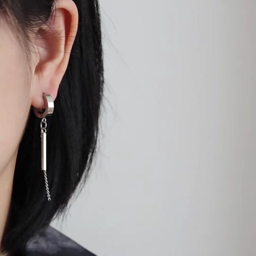 korean stainless steel leaves earrings clip