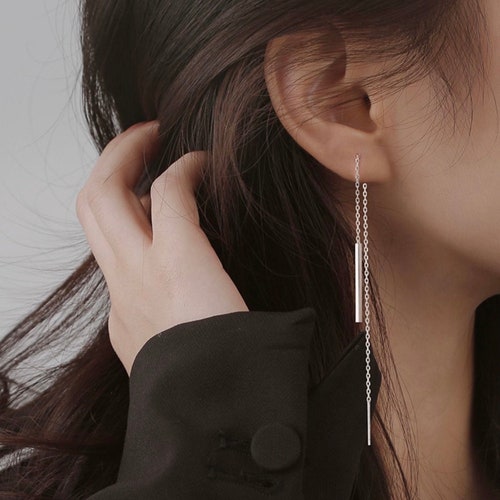 Korean Stainless Steel 3cm Rectangle Charm Bar 13cm Threader Etsy