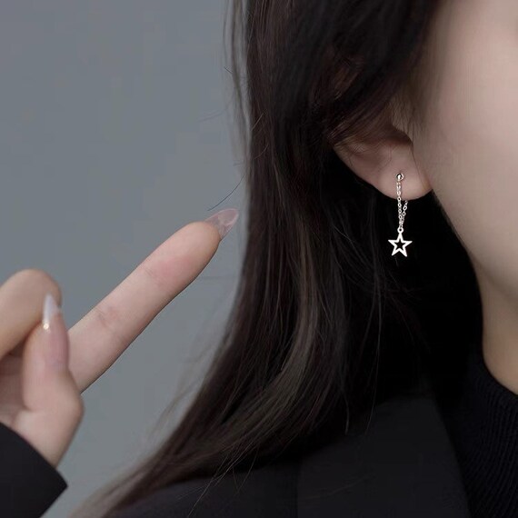 Korean Fashion Style Star Chain Earrings Surgical Stainless Steel