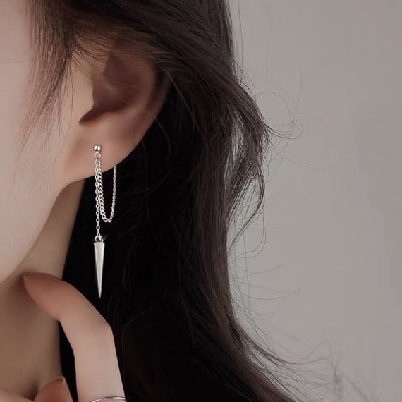 1 Pair Korean Style Kpop Bullet Seamless Spike bar cross bead Punk