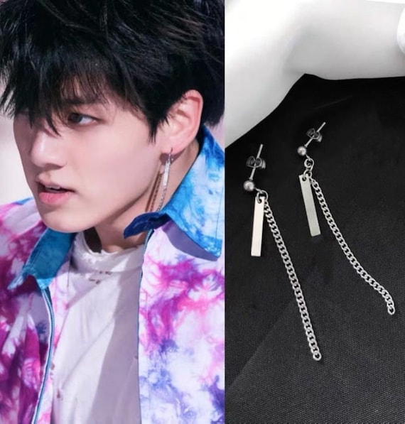 Korean Jewelry Titanium Steel Earrings Long Men Boys Hoop Chain Drop  Earrings | Fruugo NO