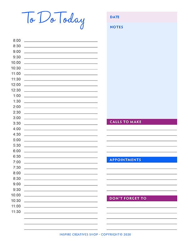 daily hourly time log time management to do list planner sheet etsy