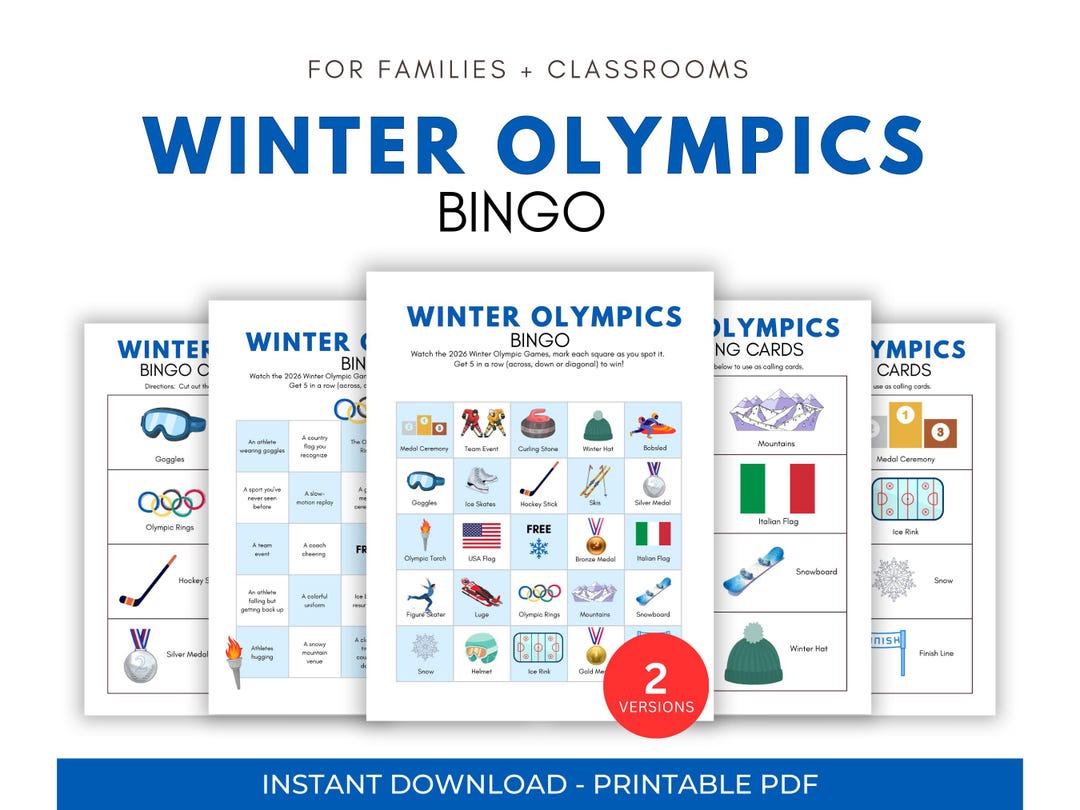Winter Olympics Bingo Game for Kids & Families | Watch the Games or ...