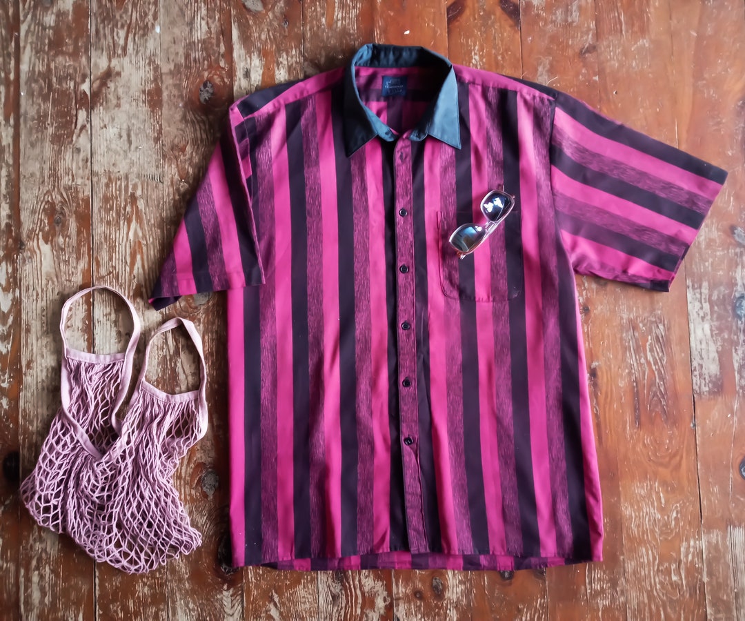 Vintage Men's Striped Shirt Oversized Buttonup Shirt Etsy