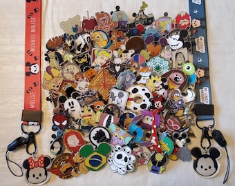 NEW Disney Trading Pins + Bonus Lanyard 50 - 100 - 150 - 200 - 250 lot, 500 unique, hidden mickey, princess, star wars, classic characters