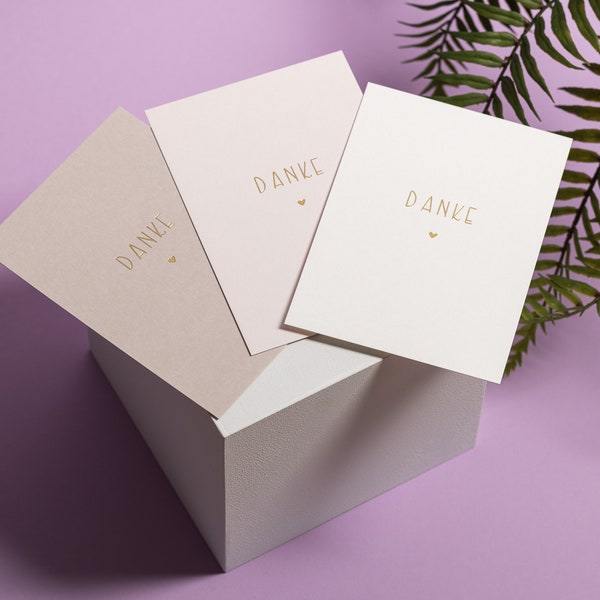 Karte "danke" | Dankeskarte hochkant | goldene Heißfolienprägung, Dankeskarte Hochzeit, Danke sagen, minimalistische Dankeskarte